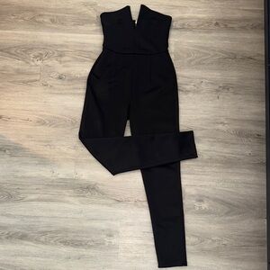 💓 ASOS Black Plunging V-Neck Jumpsuit with Tapered Legs